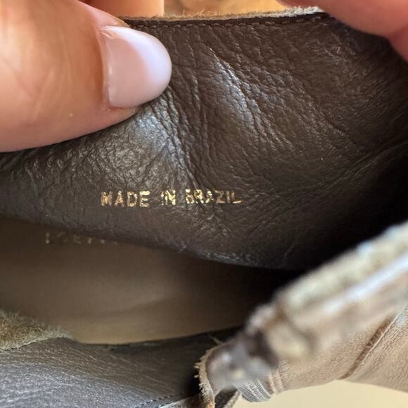 Loeffler Randall Women Taupe Leather Ella Stacked Heel Booties Ankle Boot Size 8 - Picture 7 of 9